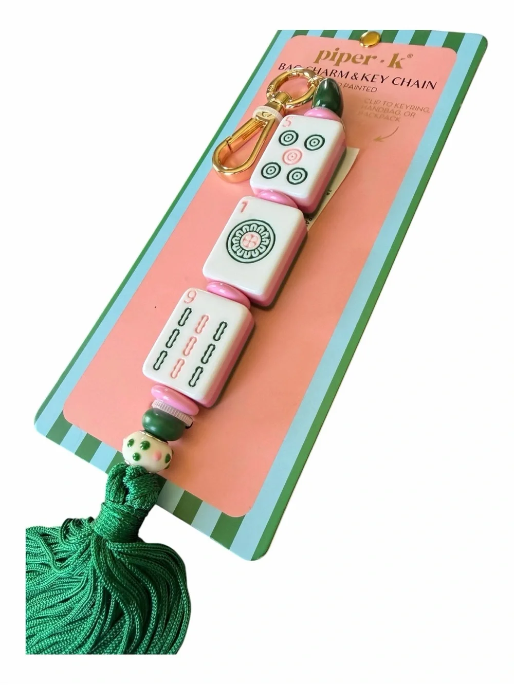 Popular Mahjong Tile Bag Charm Keychain NWT